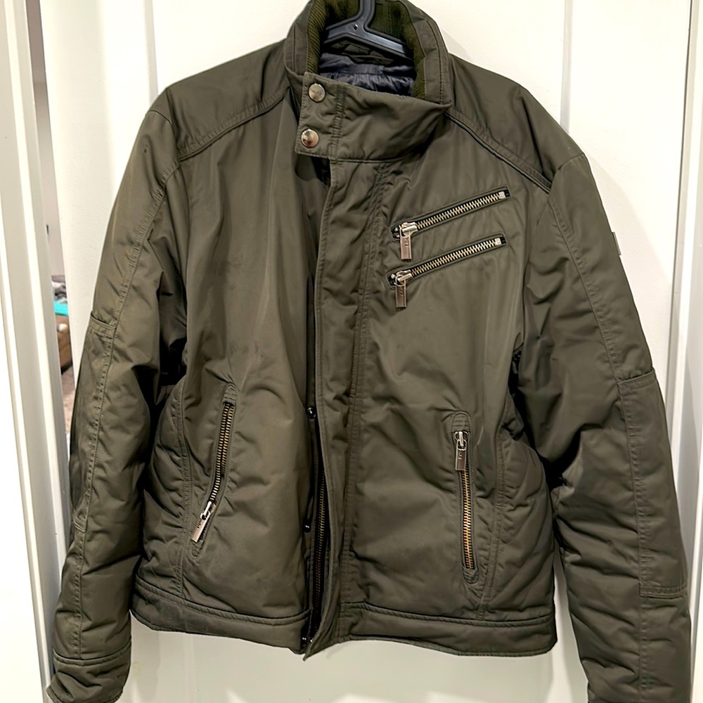 add Italian bomber down jacket olive green